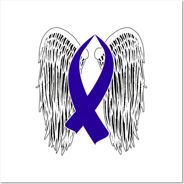 Winged Awareness Ribbon (Dark Blue) Wall Art by BlakCircleGirl